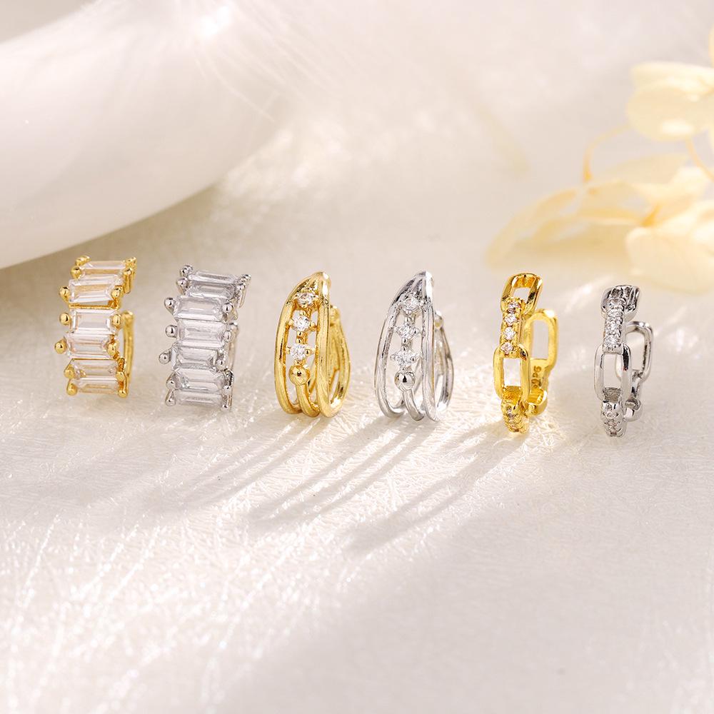 Zirkonia Doppel-Schicht Strass-Kreuz-Kette Ohne-Piercing Stern Ohr-Manschette für Damen
