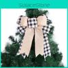 Charming Two-tone Plaid Bow Christmas Tree Ornament Ideal For Holiday Celebrations