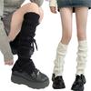 Girls Lolitas Leg Warmers Bows Lace Up Knit Flared Leg Sleeves Goth Baggy Cuffs Ankle Heap Socks JK Uniform Foot Cover