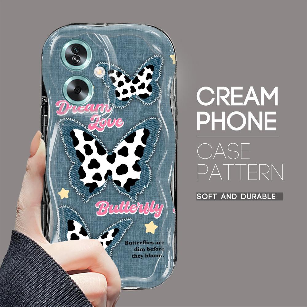 Roztomilý kreslený vzor s krémovou texturou Pouzdro s vlnitým okrajem, měkký silikonový kryt, pouzdro na telefon OPPO Reno Realme