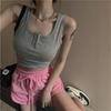 Women's Sweet & Spicy Pink Racerback Camisole - U-Neck, Short, Summer 2025 Style