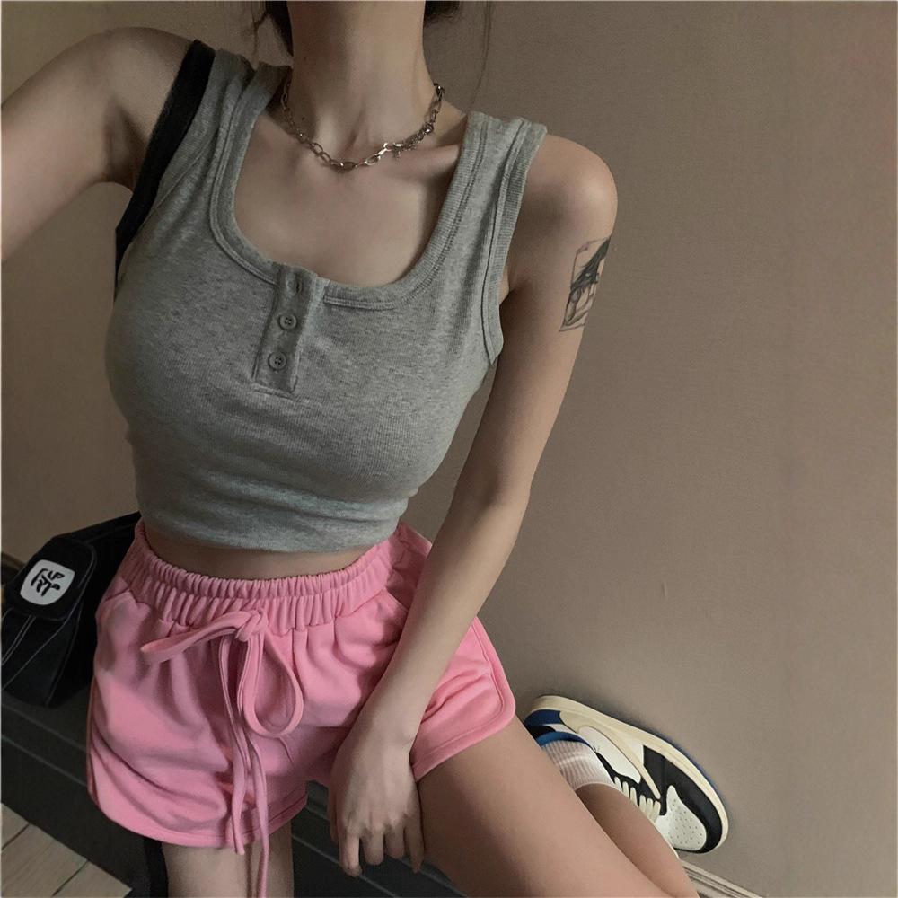 Women's Sweet & Spicy Pink Racerback Camisole - U-Neck, Short, Summer 2025 Style