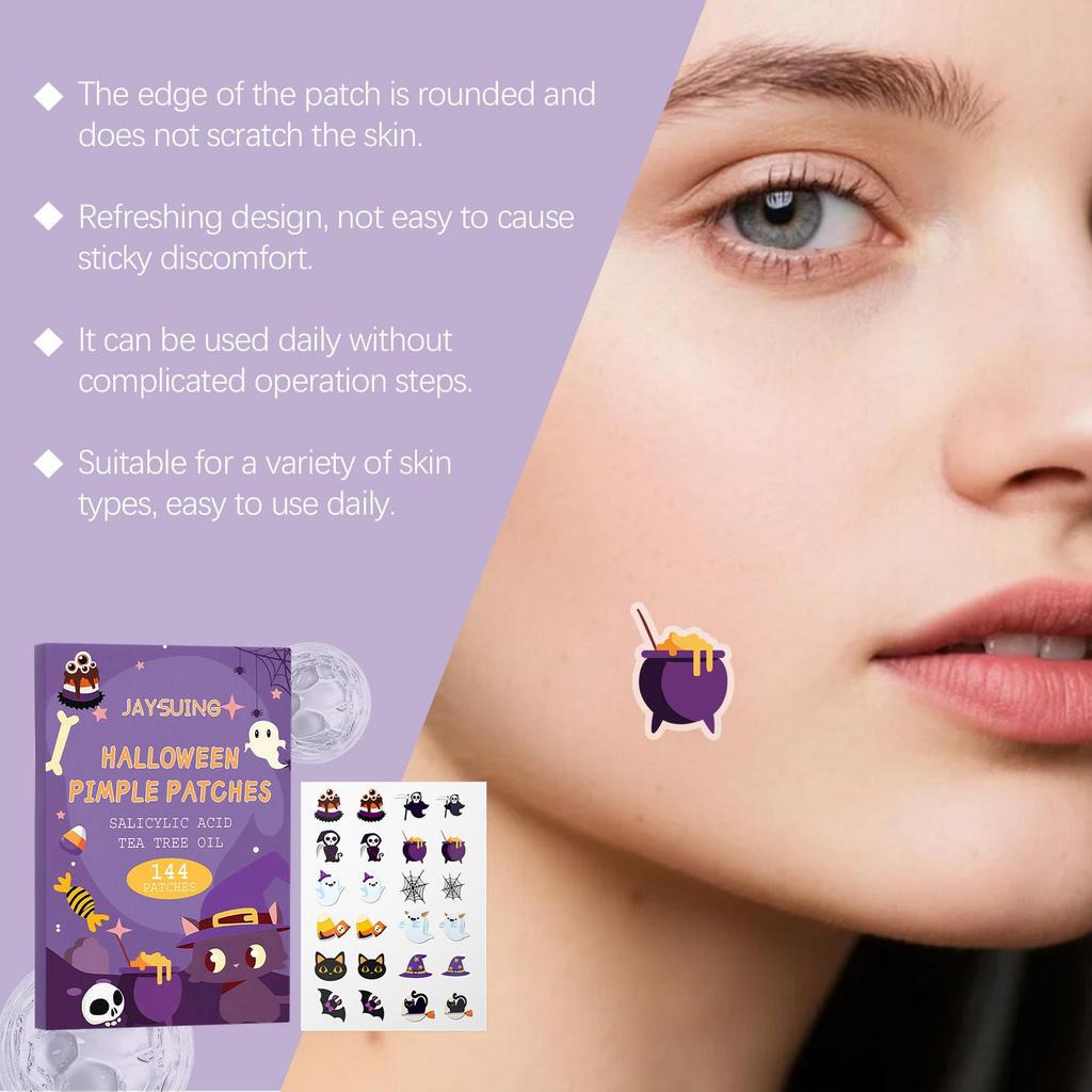 Jaysuing Halloween Acne Patches Gentle Care for Facial Skin Breathable Adhesive Covers for Acne Care 144pcs