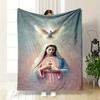 Virgin Mary Dove Sacred Heart Blanket Printed Blanket for Living Room Bed Couch Lunch Break Soft Cozy Blanket for Friend's Festival Gift