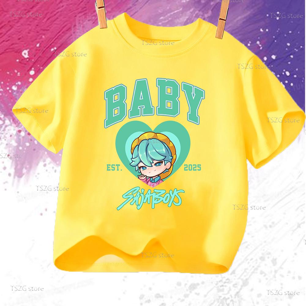 

Summer Kpop Demon Hunters Saja Boys BABY Cartoon Children T-Shirt Kids Girl Boy T Shirt Hot Movie Print Cute Tee Top Fan Clothes 160