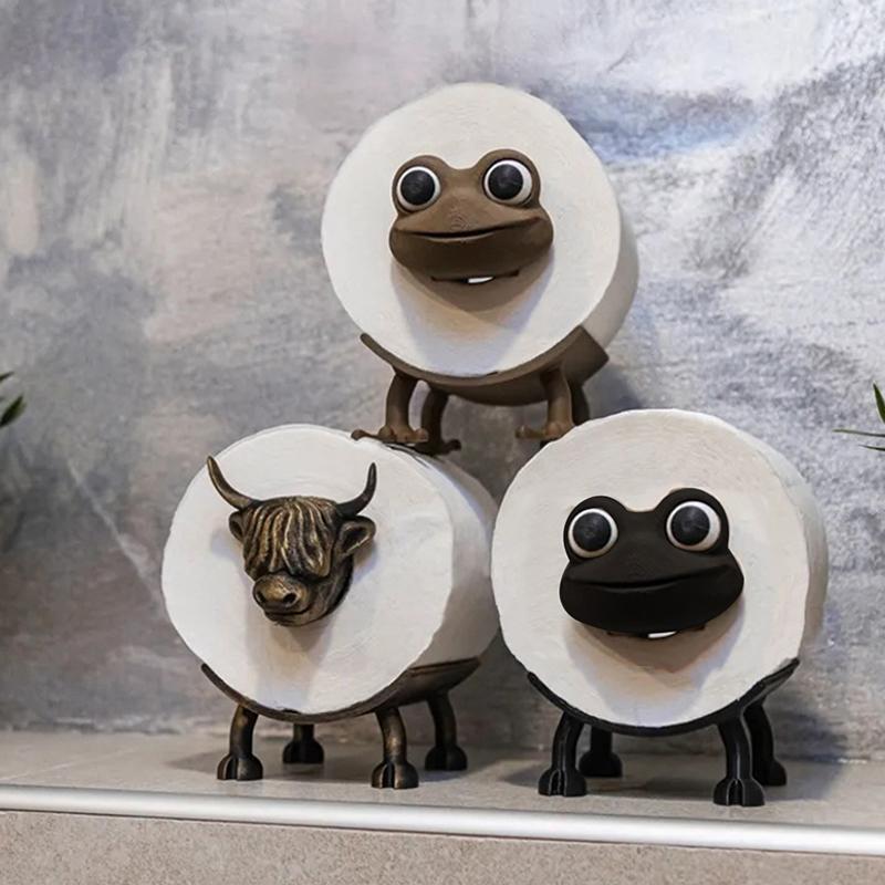 Pig Toilet Roll Holder, Frog Toilet Paper Roll Holder, 3D Printed Tissue Paper Storage Stand, Cute Bathroom Decor