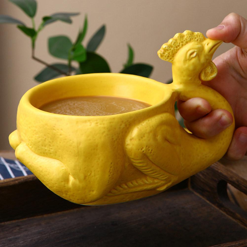 Funny Chicken Design Ceramic Coffee Mug with Lid Microwave Oven Safe Home Office Drink Cup for Tea Water Juice