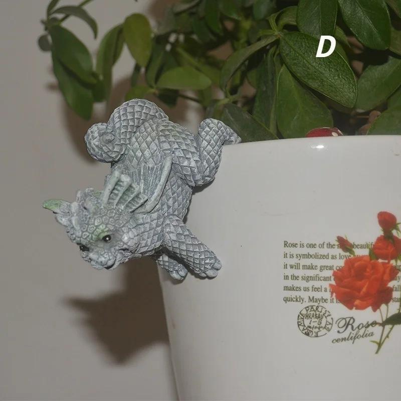 

Cute Dragon Outdoor Statue Flower Pot Decoration Hanging On The Pot Garden Sculpture Resin Crafts Home Ornament Accessories
