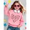 Kids Crewneck Sweatshirt, Cute Heart Print Thin Soft Pullover, Stylish Spring Outfit for Outdoor Activities