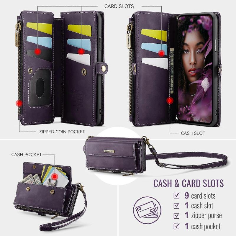 Compatible For iPhone XR 6.1 Inch Case CASEME C39 RFID Zipper Wallet Stand Leather Cover with Strap