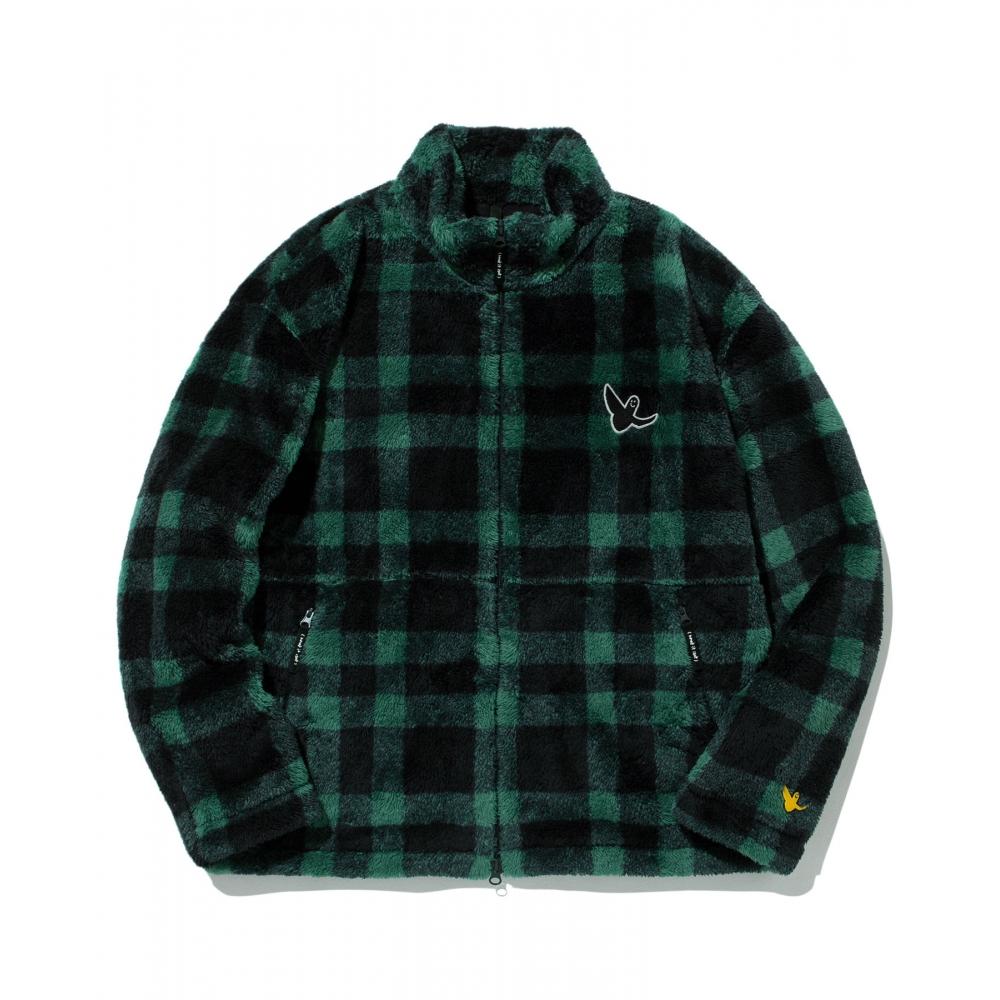

WHATITISNT Angel Fluffy Zip Up Navy Check