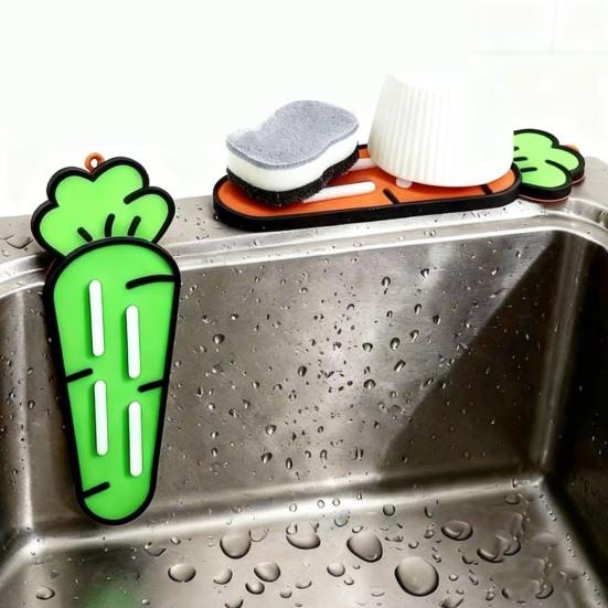 Silicone Pot Lid Storage Mat Carrot Design Anti-Slip Heat Resistant Food-Grade Countertop Drain Mat Kitchen Accessory