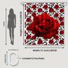 1/4 Rose Print Shower Curtains, Toilet Seat Decoration, Shower Curtain With Carpet And Toilet Lid, 70.8X70.8 Inch