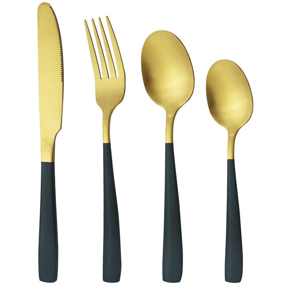 4Pcs Matte Silver Stainless Steel Silverware Cutlery Set Dinnerware Knife Fork Spoon Flatware Kitchen Home Dinner Tableware Set