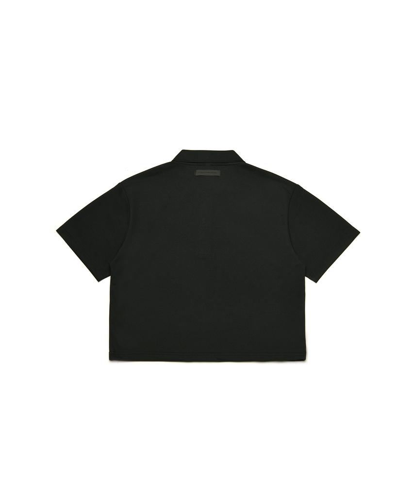 C WEAR BY THE GENIUS Men'S Crop Pique Polo Shirt Black