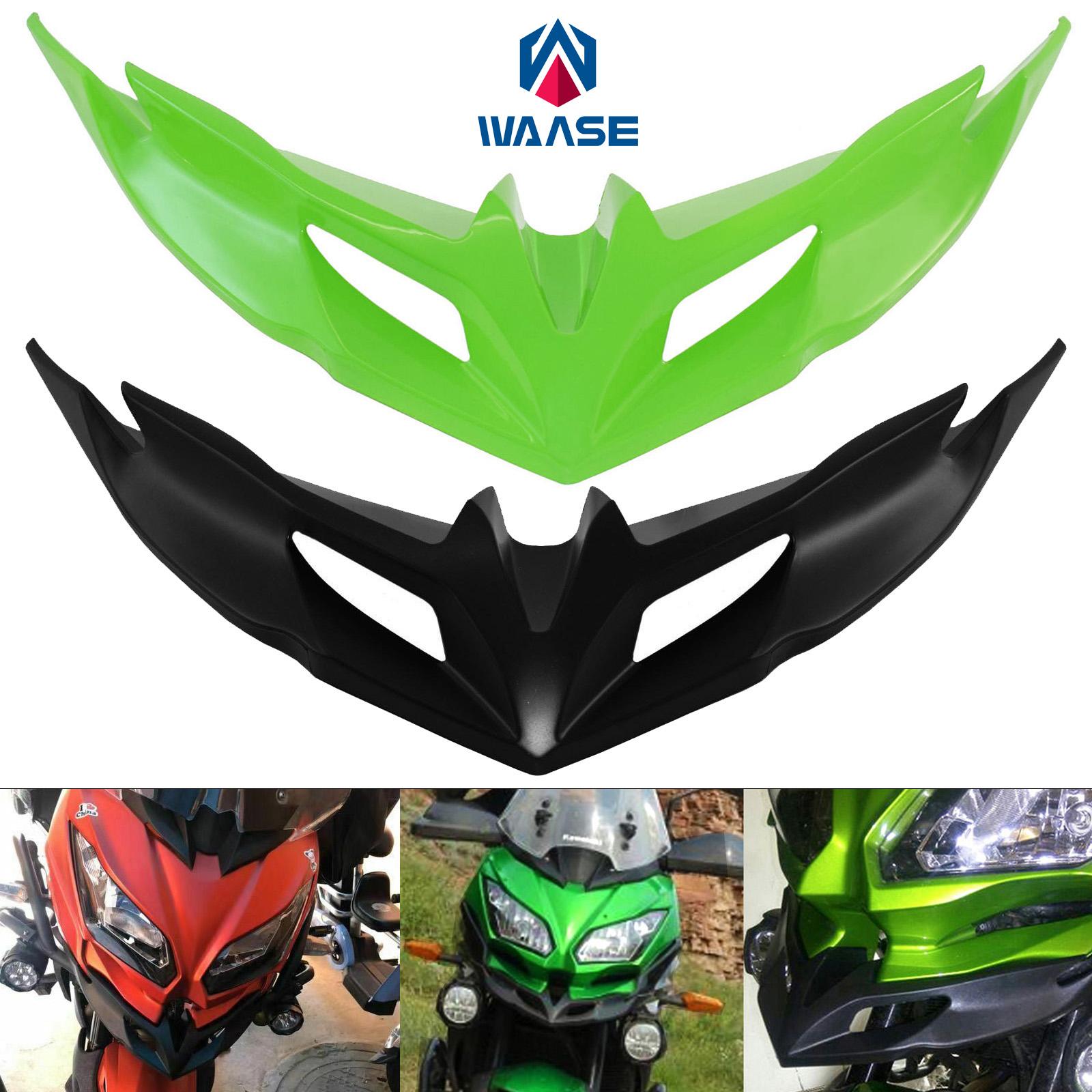

waase For Kawasaki Versys KLE 650 KLE650 LE650E 2015- Front Fender Beak Nose Cone Extension Cover Extender чёрный