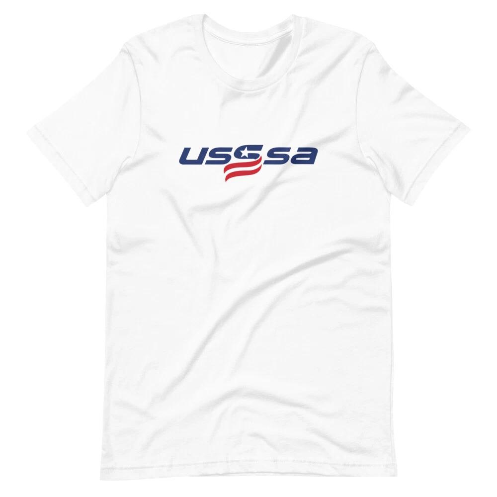 

USSSA Baseball Logo Graphic Tee Shirt Short Sleeve Unisex 100% Cotton T-shirt Mens Tees Top L