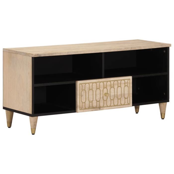 VidaXL Meuble TV 100x33x46 cm bois massif de manguier, support TV, armoire média, armoire hifi, unité TV, meuble multimédia, 358264