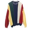NAUTICA COMPETITION 90s Old Linen Blend Striped Pattern Long Sleeve Knit Men's Used