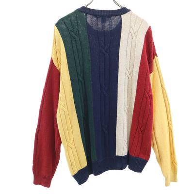 NAUTICA COMPETITION 90s Old Linen Blend Striped Pattern Long Sleeve Knit Men's Used
