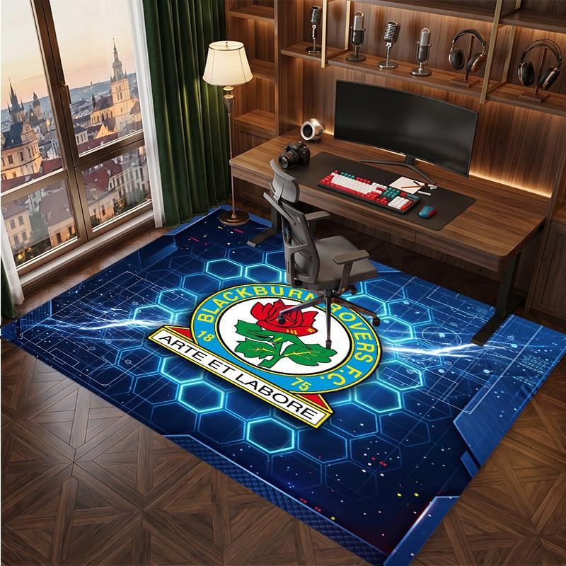 Blackburn Rovers Football Print Crystal Velvet Rug, Comfortable Water Absorbent Non Slip Indoor Floor Carpet