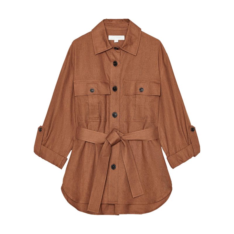 Zaprha 2025 New Arrival Fashion Linen Blended Loose Long Sleeves Tour Hunting Jacket Lapel Shirt for Women 3046175