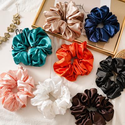 Girls Super Wide Smooth Colorful Hair Tie Hair Elastics Bands for Hair Large Satin Scrunchie Hair Accessories  for Women