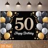 Geburtstagsparty Hintergrund Gold Schwarz Polyester Banner Fotokabinen Dekoration 49