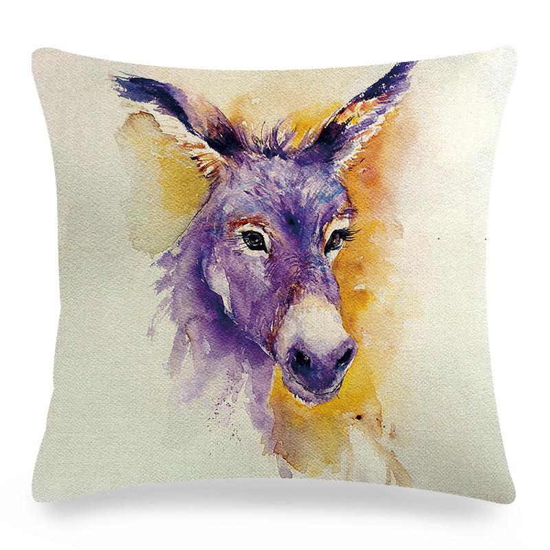 Home Decor Donkey Art: Various Scenes and Portraits Pattern Cushion Cover Suitable for Sofa Bedroom Car Pillow Cover