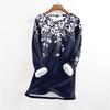 Women's Fashionable Printed Round Neck Long Sleeved Plush Warm Pullover Top