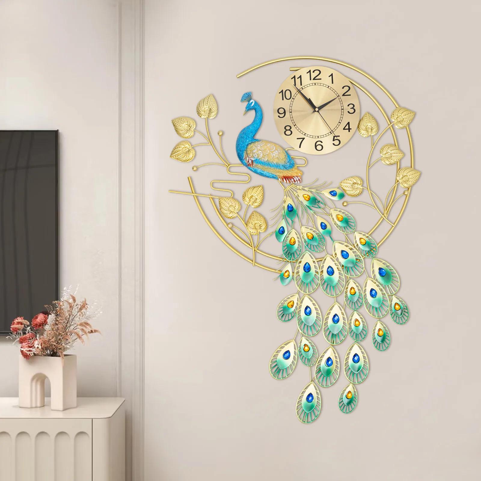 

Peacock Wall Clock for Living Room Decor, Modern Luxury Wall Clock, Silent Non-Ticking Battery Operated Wall Clock(Not Included)