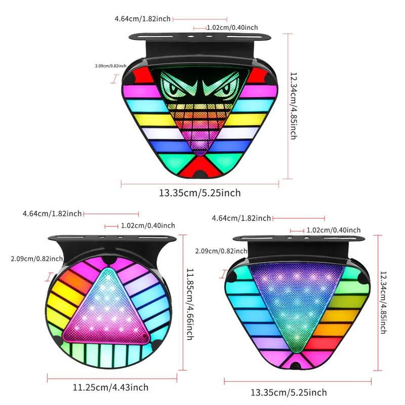RGB Brake Lights Dynamic Colorful Demon Eye Triangle Rear Lamp 12V 24V for Car Motorcycle Truck Warning Light Flowing Tail Light