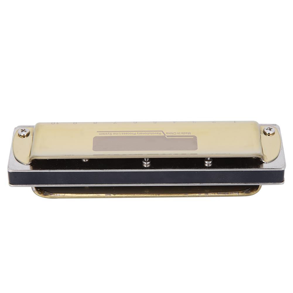 10-Loch Mundharmonika Blues F-Dur Harp Wind Musikinstrument Anfänger Übung KS-10BHGold