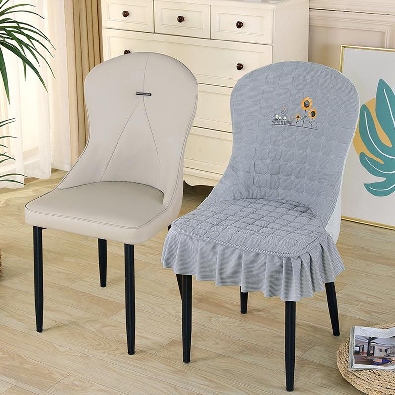 Special-shaped Chair Cover Armrest Stool Cover Nordic Fabric Elastic Curved One-piece Home Dining Table Seat Cover