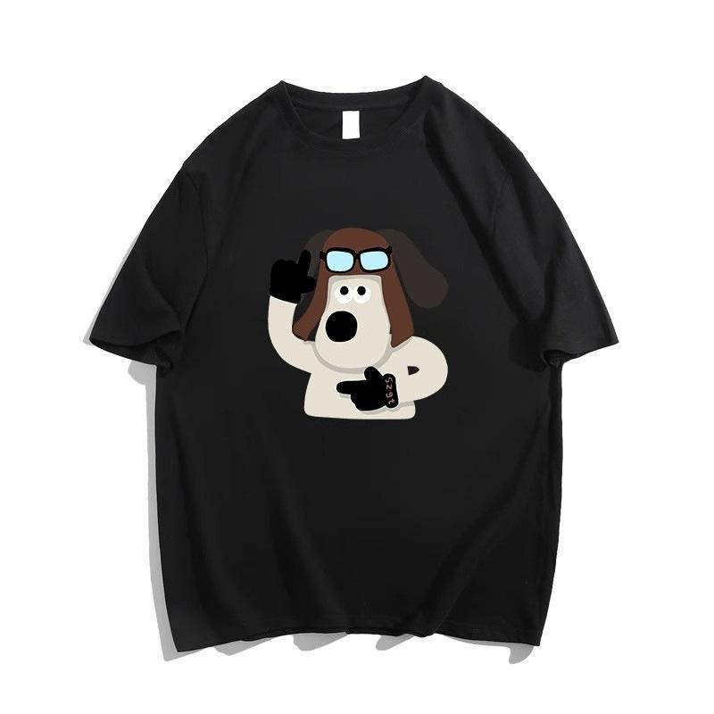 Pure cotton heavy design cartoon puppy short-sleeved t-shirt women's summer new niche trendy brand loose half-sleeved top