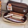Korean Handheld Pencil Case Large Capacity Polka Dot Pen Bag Portable Stationery Organizer Students