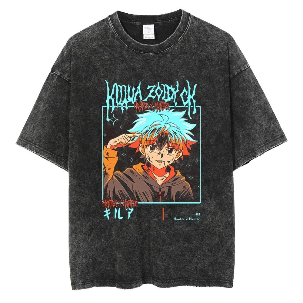 Hunter x Hunter Gon Freecss Character Collage Vintage Washed Oversized T-Shirt | Unisex Anime Streetwear Tee