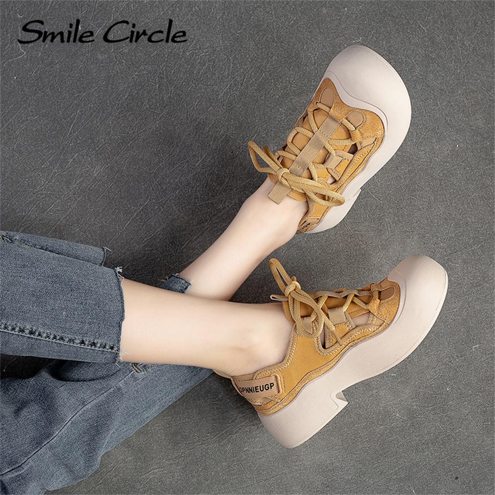 Echtes Leder, klobige, flache Schuhe, runde Zehen, Schnürschuhe, weiche Unterseite, Low-Top-Retro-Freizeitschuhe