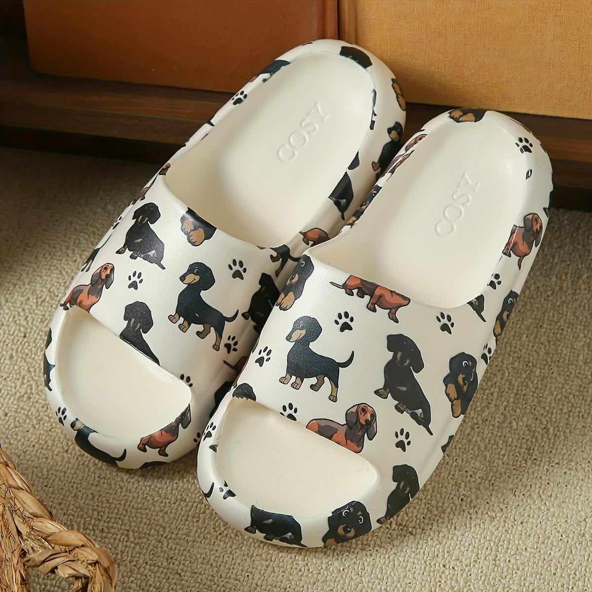 Cozy Slippers Soft Comfortable Cartoon Dog Design Slippers Non-Slip Durable Unisex Couple Slides Cozy Animal Print Indoor Slides 36-37 белый 1186₽