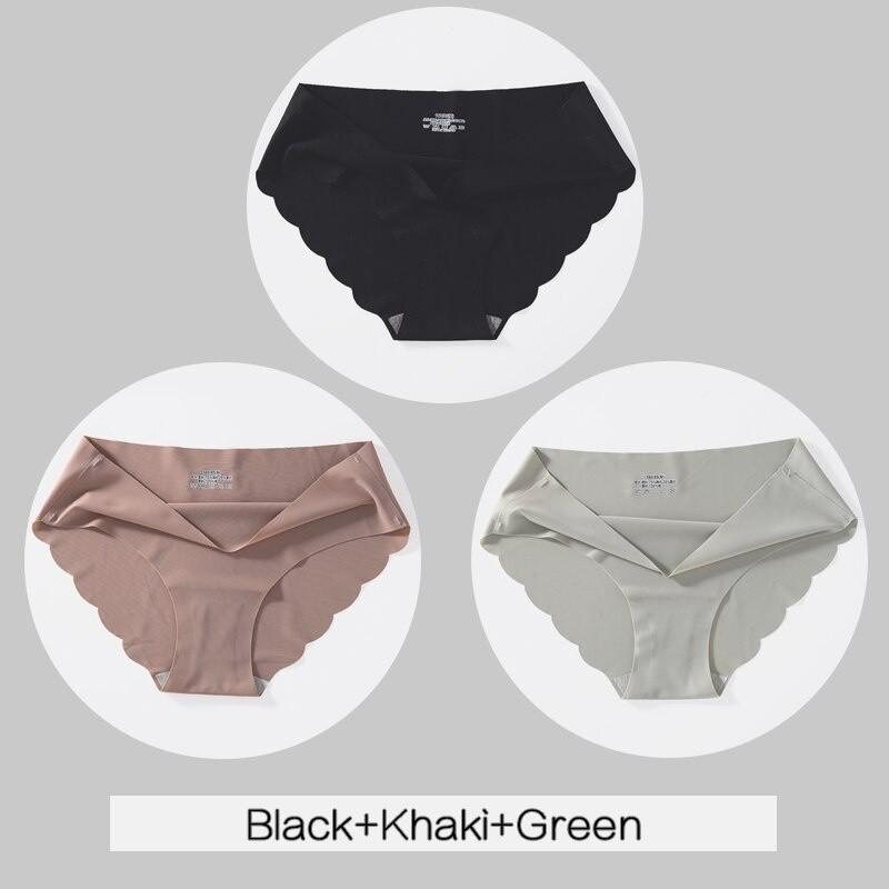 Buy 2 Take 1 FINETOO Seamless Panties for Women M-XL Low Waist Briefs Ladies Soft Lingerie Sexy Wavy Edge Underpants Women's Underwear