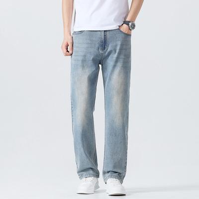 American Retro Jeans Men Loose Straight Slim Summer Thin Pants Men