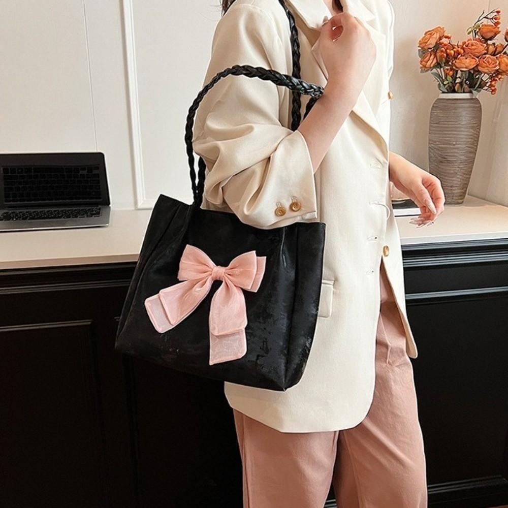 Soft Bow Shoulder Bag Large Capacity Crossbody Bag Portable Women's Shoulder Bag Daily Commute