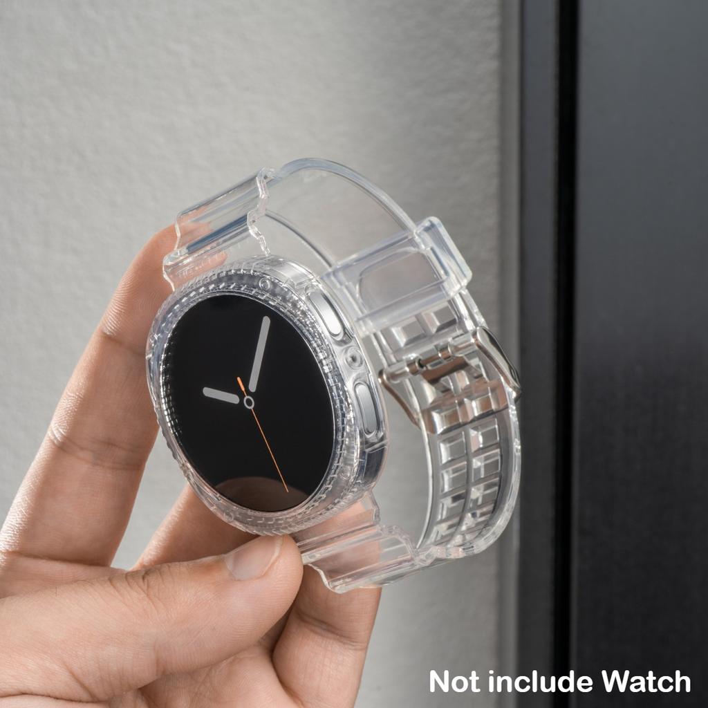 Przezroczyste Etui+Pasek do Samsung Galaxy Watch 8 40 44mm Opaska Pulseira Silikonowa Bransoleta Correa do Galaxy Watch 8 Classic 46mm