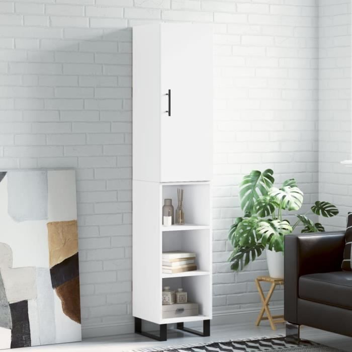 VidaXL Buffet haut Blanc 34,5x34x180 cm Bois d'ingénierie 3199001