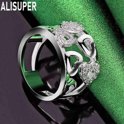925 Sterling Silver Heart-shaped AAA Zircon Ring Fashion Charm Exquisite Wedding Jewelry