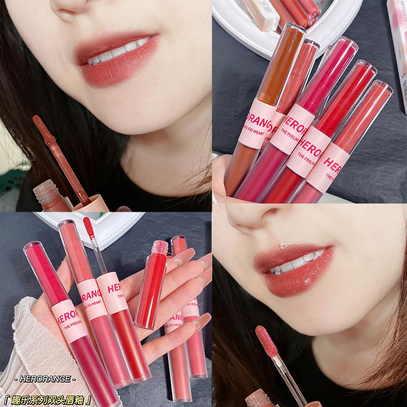 

Серия HER ORANGE ~ Funnix, двусторонняя глазурь для губ, матовый бархатный белый блеск для губ, стойкий красочный увлажняющий зубчатый блеск для губ 02