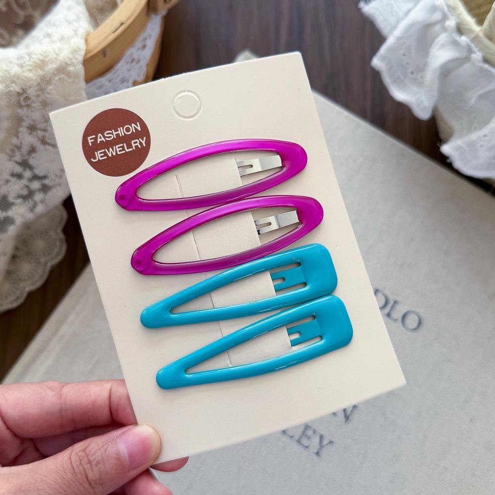 Fashion Temperament Leopard Pattern Dripping Oil and Water Dripping BB Clip Bangs Clip New Cute Girl Color Oval Hairpin Side Clip