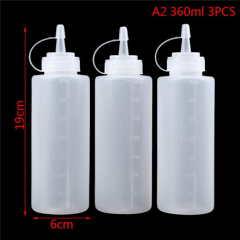 3 stk Squeeze Squirt krydderflasker med lokket salat saus dispenserflaske