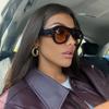European and American Retro Slim Large Frame Sunshade Sunglasses Women's Versatile Street Shot Concave Shape Personalized Sunglasses Men's and Women's