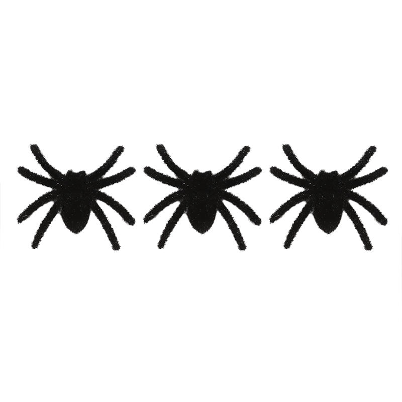 3PCS Simulation Spider Ornaments Funny Halloween Plush Spider Realistic 3D Flocking Cartoon Artificial Spider Party Prop 2.76X2.36inch